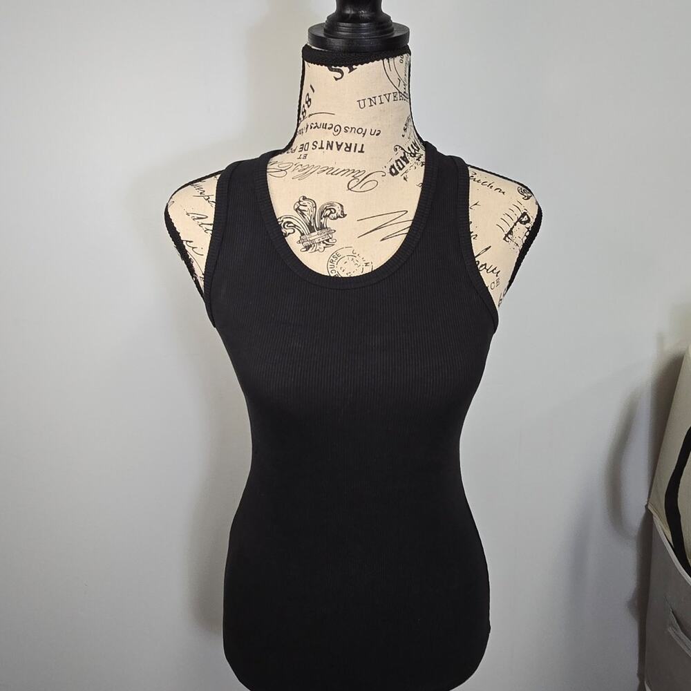 Xkarla Women's Black Ribbed Racerback Tank Top sz small New